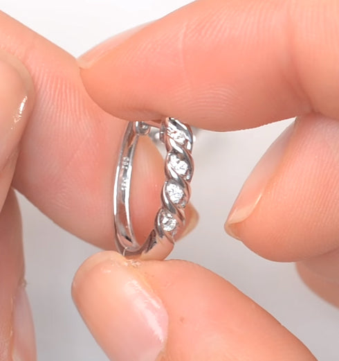 Hoop Earrings 0.07ct Diamond 9K White Gold